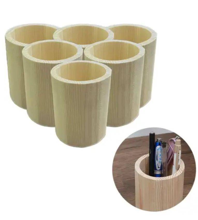 Porte-Stylo en Bois Naturel, Organisateur Bureau Écologique et Élégant